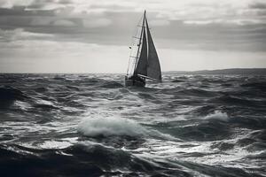 Navegando barco às mar. neural rede ai gerado foto