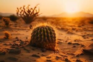 topo Visão do exótico cacto dentro deserto. neural rede ai gerado foto