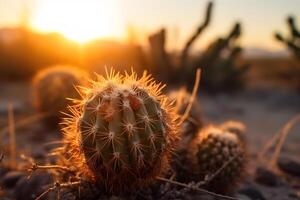 topo Visão do exótico cacto dentro deserto. neural rede ai gerado foto