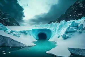 geleiras e a icebergs do Antártica. neural rede gerado arte foto