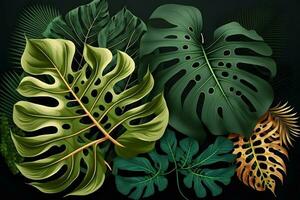 tropical Palma folhas selva folha fundo. neural rede gerado arte foto