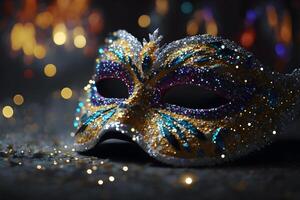 luxo mascarada veneziano carnaval mascarar, fêmea teatral. neural rede ai gerado foto