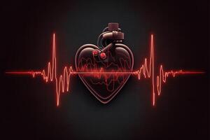 fundo com uma coração com a batimento cardiaco monitor linha, coração e batimento cardiaco símbolo. generativo ai foto