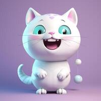 fofa engraçado desenho animado gato com engraçado expressão. desenho animado personagem sorrir face gato, generativo ai foto