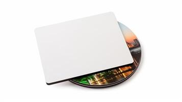 podcast cobrir brincar, em branco CD ou DVD disco brincar isolado em branco fundo, generativo ai foto