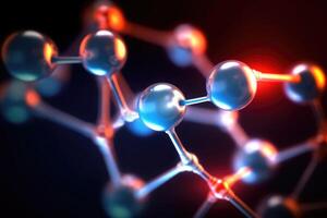 molecular estrutura com conexões entre átomos. generativo ai foto