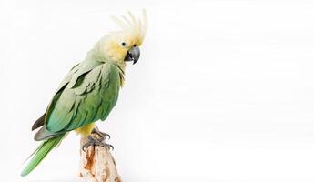 cacatua retrato estúdio em branco fundo e cópia de espaço. generativo ai foto