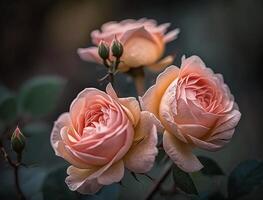 fundo imagem do Rosa rosas. generativo ai foto