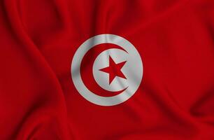 realista acenando bandeira do Tunísia, 3d ilustração foto
