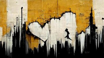 generativo ai, tinta Preto rua grafite arte em uma texturizado papel vintage fundo, inspirado de banksy. foto