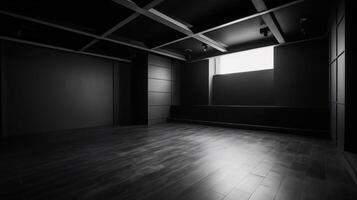 escuro quarto Fundação curiosamente com inclinação dentro limpar quarto estúdio. criativo recurso, ai gerado foto