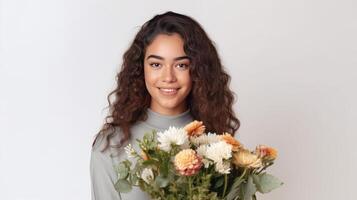 menina com flores ilustração ai generativo foto