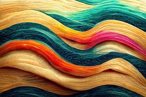 mão desenhado decorativo colorida ondas padronizar. colagem contemporâneo impressão com criativo futurista ondas padronizar com roxa e amarelo cores, textura. generativo ai foto