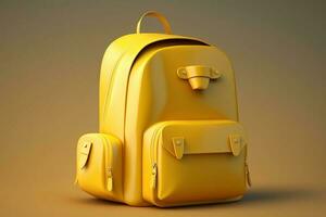 amarelo mochila, escola saco costas para escola e Educação conceito ai gerado foto