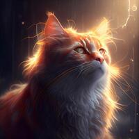 retrato do uma lindo vermelho gato dentro a raios do luz., ai generativo imagem foto