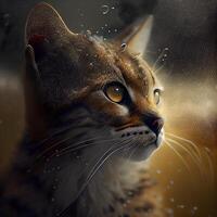 fantasia retrato do uma gato com lindo olhos. digital pintura., ai generativo imagem foto