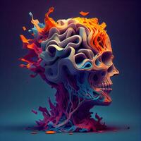 3d surreal ilustração. humano cabeça fez do colorida abstrato formas., ai generativo imagem foto