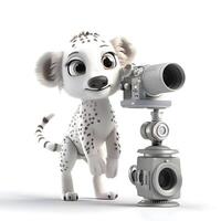 3d Renderização do uma fofa desenho animado coala com uma Câmera., ai generativo imagem foto