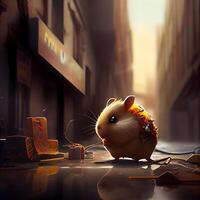 fofa hamster em a rua. conceptual imagem do hamster., ai generativo imagem foto