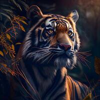 retrato do uma lindo tigre dentro a floresta. tigre dentro a selvagem., ai generativo imagem foto