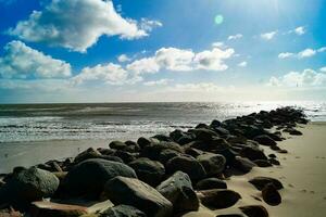 a sem fim de praia às a norte mar hvidbjerg encalhar blavand Dinamarca foto