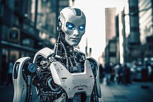 futuro ai robôs e ciborgues redefinir humanidade criada com generativo ai tecnologia foto
