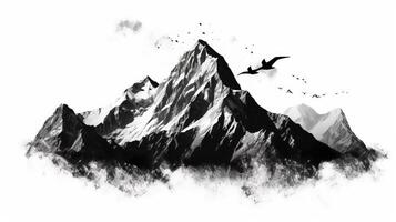 montanha alcance Preto e branco, lápis ilustração do gerado ai montanha alcance Preto e branco, lápis foto
