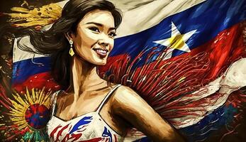 feliz nacional feriado. célebre anualmente em Junho 12 dentro filipino. ai gerado. foto