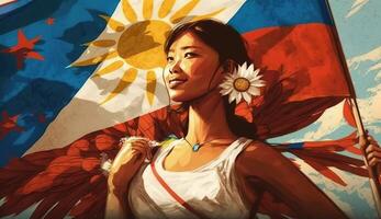 feliz nacional feriado. célebre anualmente em Junho 12 dentro filipino. ai gerado. foto