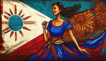 feliz nacional feriado. célebre anualmente em Junho 12 dentro filipino. ai gerado. foto