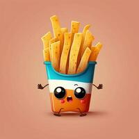 francês fritas Como velozes Comida charrector. generativo ai foto