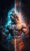 generativo ai hindu Deus Shiva, colorida indiano hindu Deus shiva mão segurando tridente. Deus shiva épico pose com trishula, Magia dentro mão para camiseta imprimir, poster - hindu religioso arte. foto