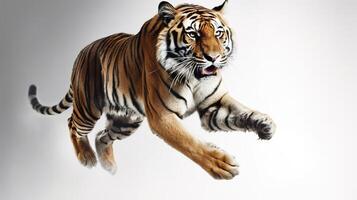 majestoso tigre dentro salto. generativo ai foto