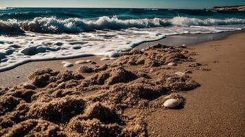 ensolarado dia às a litoral. criativo recurso, ai gerado foto