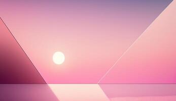 generativo ai, lindo gradiente cena panorama com luz Rosa cor, horizontal papel de parede. abstrato fundo com nuvens e horizonte foto