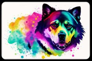 ilustração do uma cachorro com colorida tinta pintura em grunge fundo. digital arte, generativo ai foto