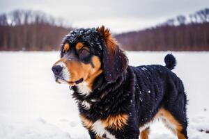 retrato do uma lindo cachorro em pé dentro a parque. generativo ai foto