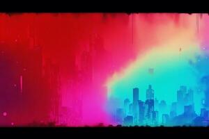 abstrato colorida aguarela fundo com arranha-céus. lindo silhueta do a cidade. digital arte, generativo ai foto