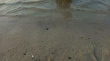 pequenas ondas na praia de areia branca foto