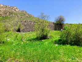 lindo natureza panorama e montanha. azul céu. Armênia, vayots dzor província foto