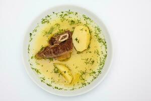 tradicional colombiano carne costela caldo isolado em branco fundo foto