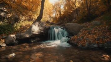 cascata dentro outono. ilustração ai generativo foto