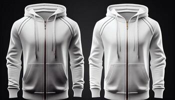 zip-up moletom com capuz impressão brincar, 3d renderizar, frente e voltar, cópia de espaço, generativo ai foto