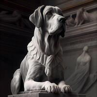 estátua do uma cachorro dentro a interior do a panteão, Roma, Itália, ai generativo imagem foto