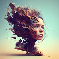 3d ilustração do uma lindo menina com criativo Penteado. beleza, moda., ai generativo imagem foto