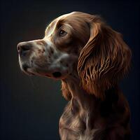 Cocker spaniel retrato em uma Sombrio fundo. 3d Renderização, ai generativo imagem foto