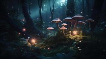 Sonhe Magia floresta. ilustração ai generativo foto