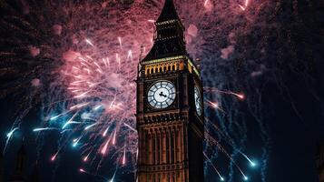 feriado fogos de artifício dentro Londres. ilustração ai generativo foto