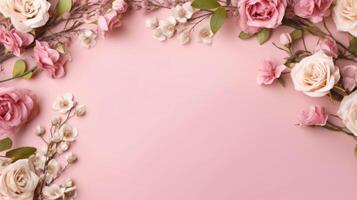 Rosa floral quadro, Armação fundo. ilustração ai generativo foto