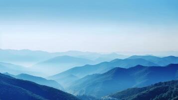 colinas e montanhas azul fundo. ilustração ai generativo foto